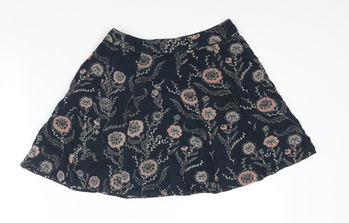 Fat Face Womens Blue Floral Viscose Mini Skirt Size 8 Zip