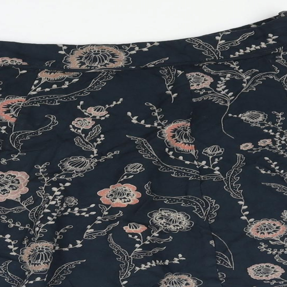 Fat Face Womens Blue Floral Viscose Mini Skirt Size 8 Zip