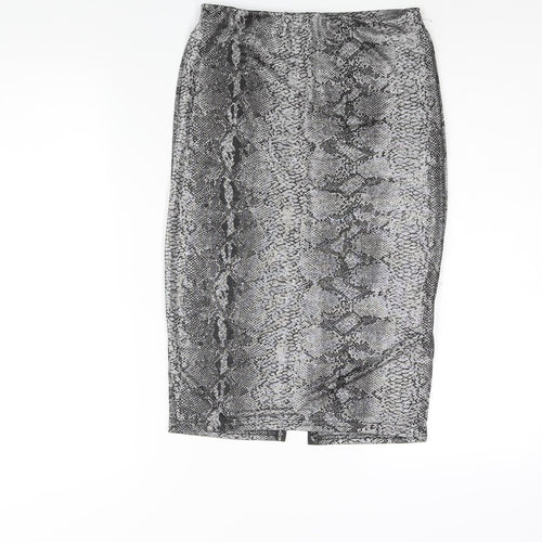 Passion Womens Silver Animal Print Polyester Straight & Pencil Skirt Size 10 - Snake Print