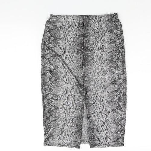 Passion Womens Silver Animal Print Polyester Straight & Pencil Skirt Size 10 - Snake Print
