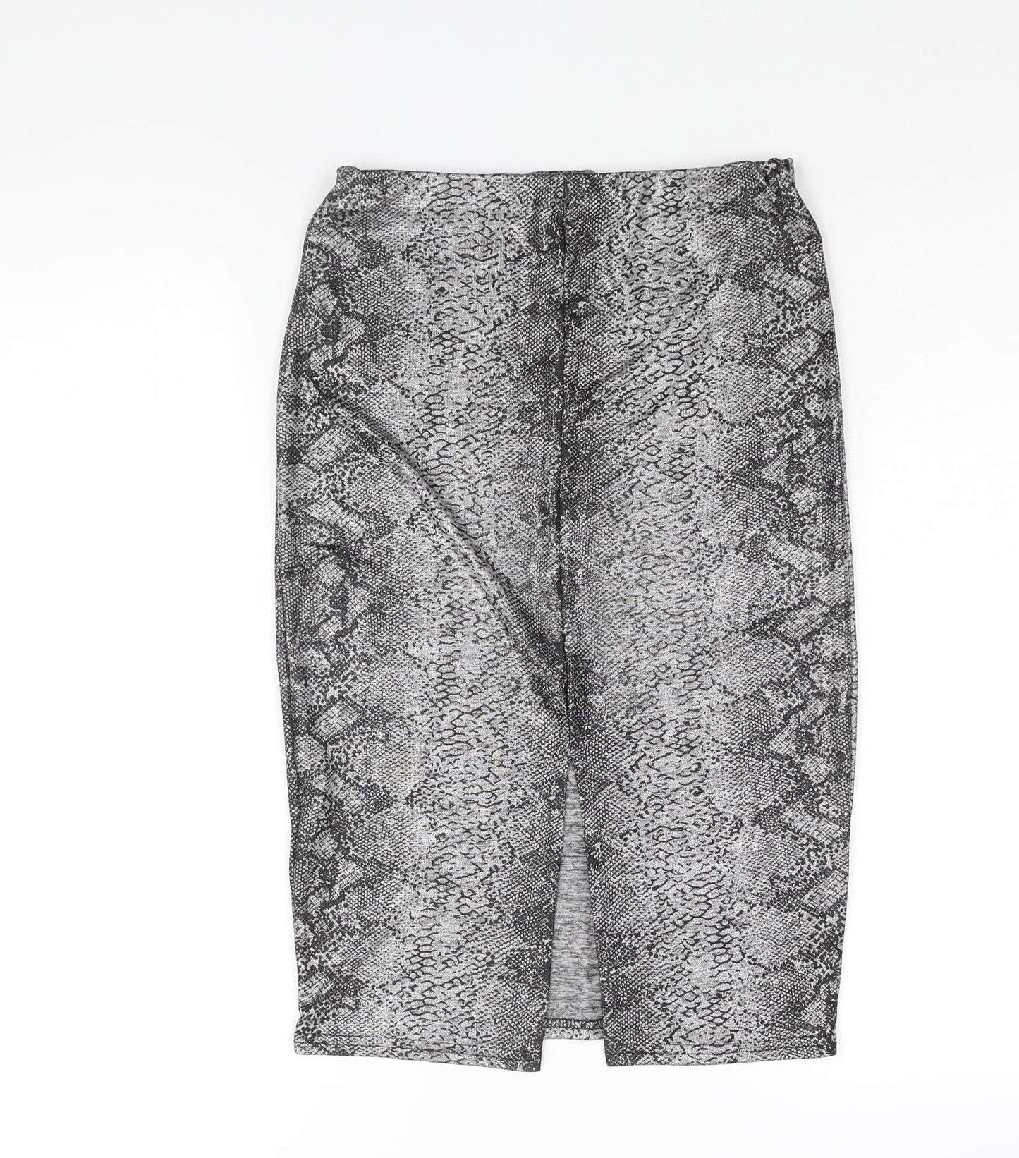 Passion Womens Silver Animal Print Polyester Straight & Pencil Skirt Size 10 - Snake Print
