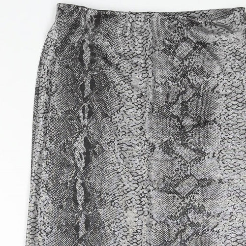Passion Womens Silver Animal Print Polyester Straight & Pencil Skirt Size 10 - Snake Print