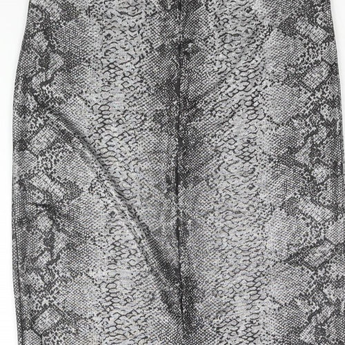 Passion Womens Silver Animal Print Polyester Straight & Pencil Skirt Size 10 - Snake Print