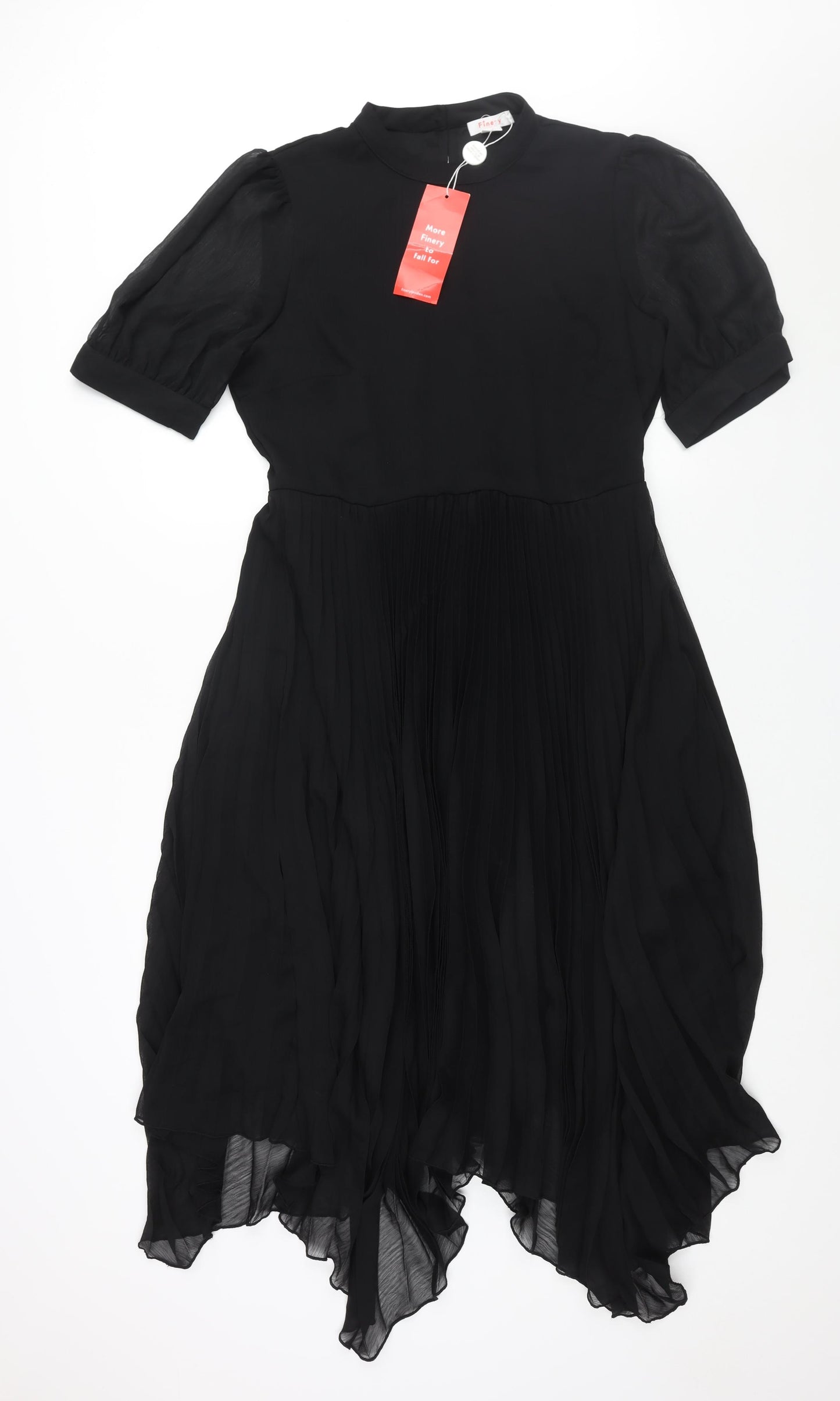 Finery Womens Black Polyester Shift Size 16 Mock Neck Zip - Pleated