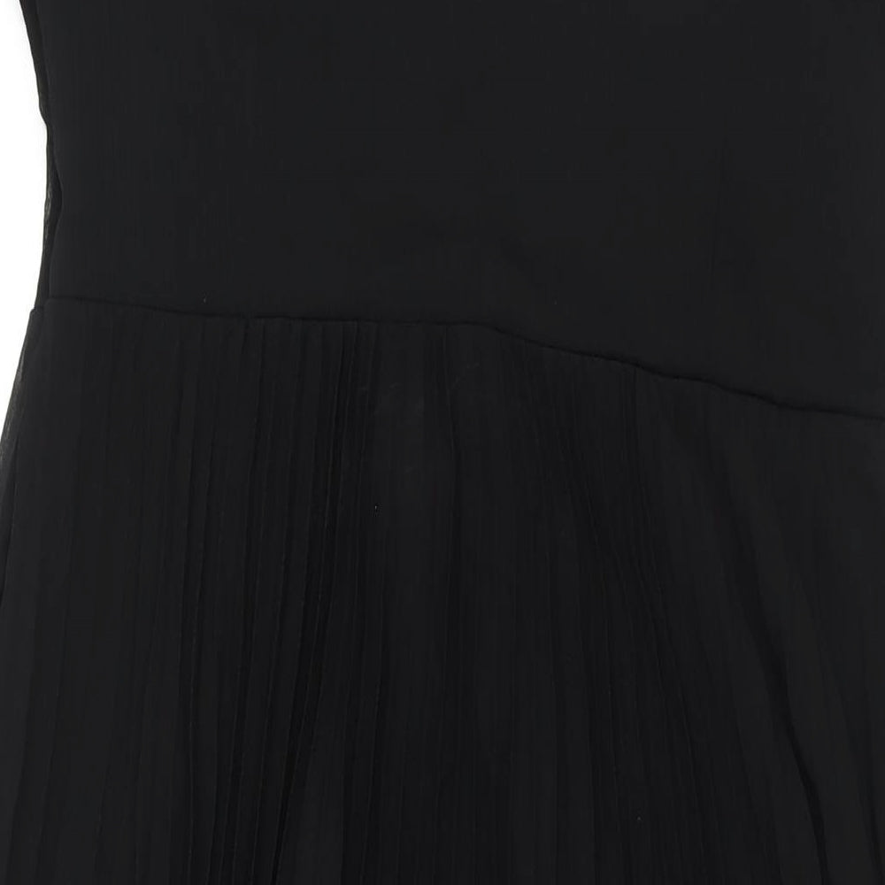Finery Womens Black Polyester Shift Size 16 Mock Neck Zip - Pleated