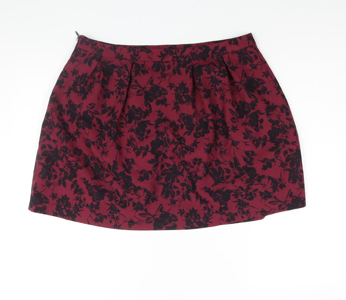 Promod Womens Purple Floral Polyester Mini Skirt Size 16 Zip