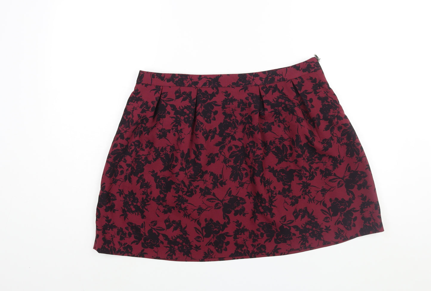 Promod Womens Purple Floral Polyester Mini Skirt Size 16 Zip