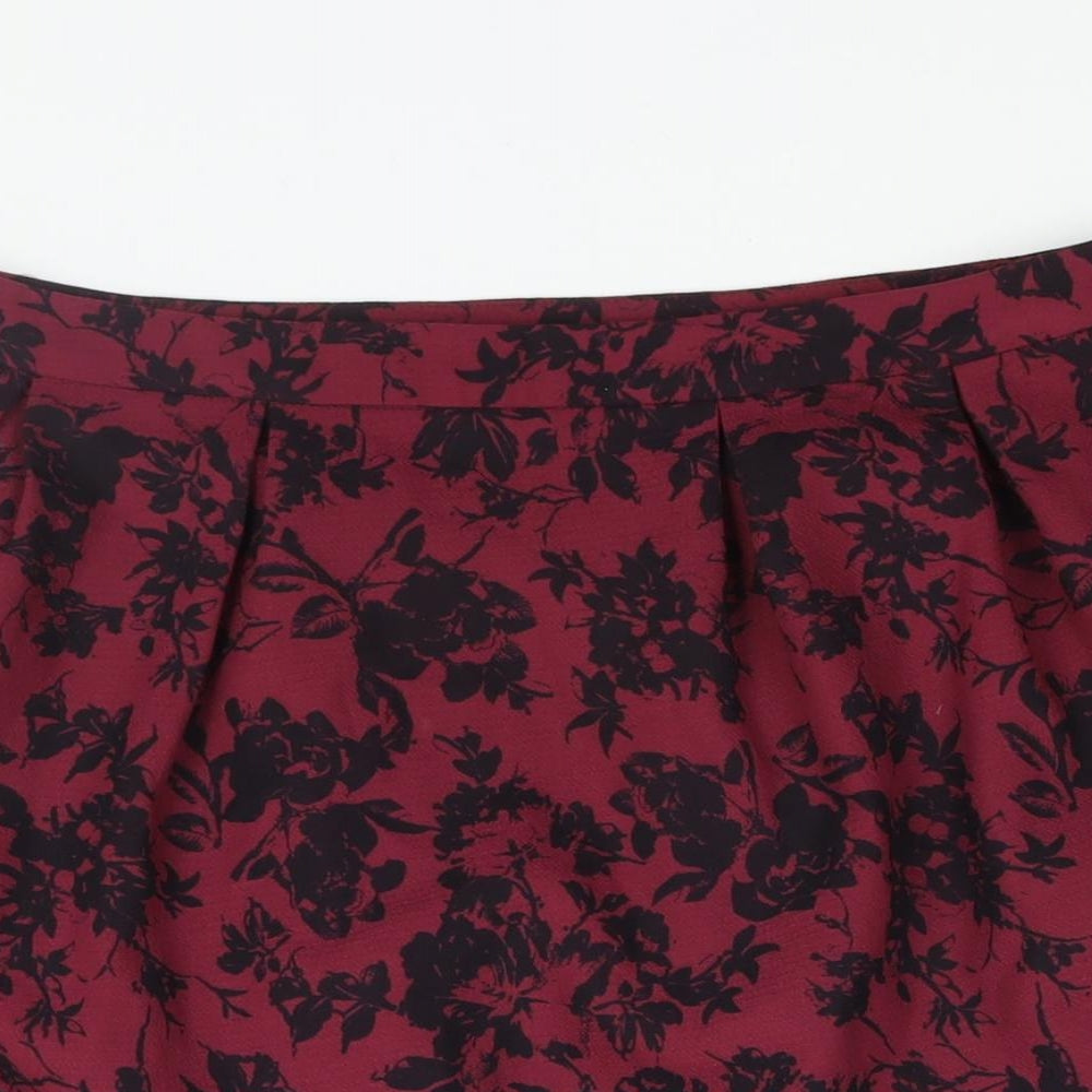 Promod Womens Purple Floral Polyester Mini Skirt Size 16 Zip