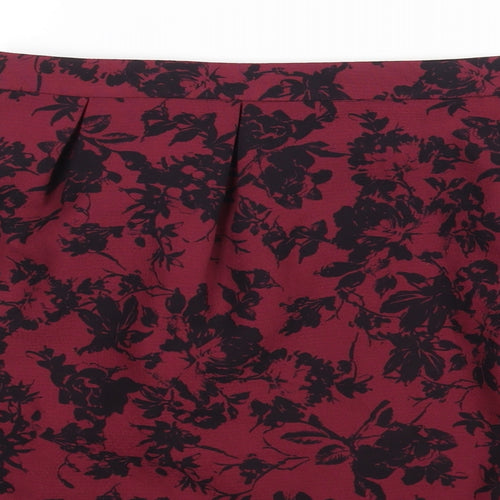 Promod Womens Purple Floral Polyester Mini Skirt Size 16 Zip