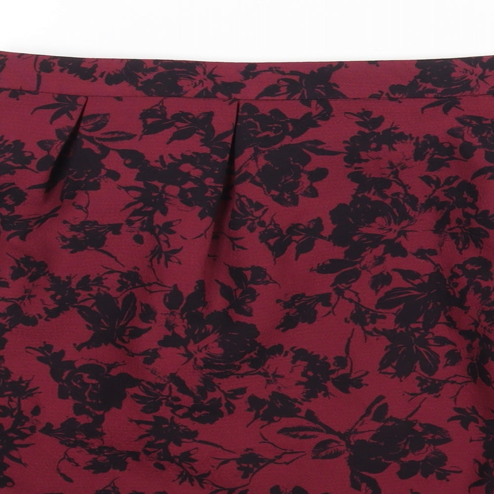 Promod Womens Purple Floral Polyester Mini Skirt Size 16 Zip