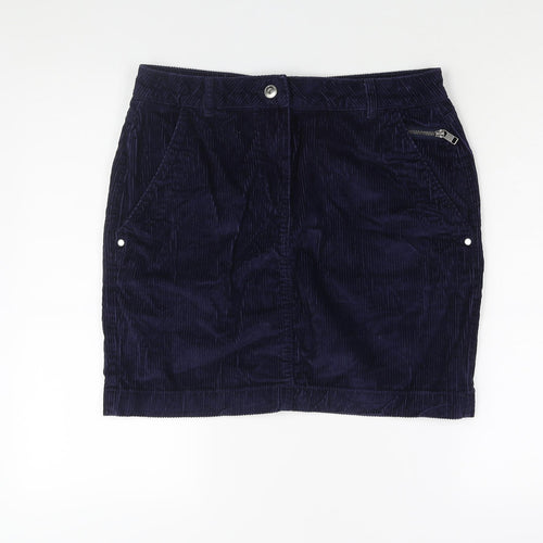 NEXT Womens Blue Cotton Mini Skirt Size 12 Zip
