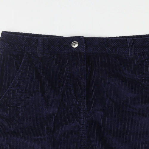 NEXT Womens Blue Cotton Mini Skirt Size 12 Zip