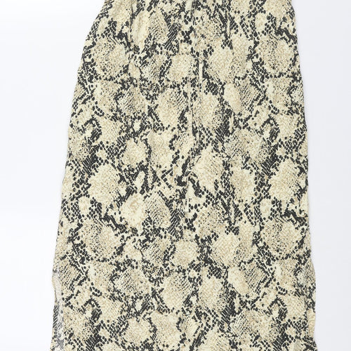 Marks and Spencer Womens Beige Animal Print Polyester Straight & Pencil Skirt Size 10 Drawstring - Snake Print