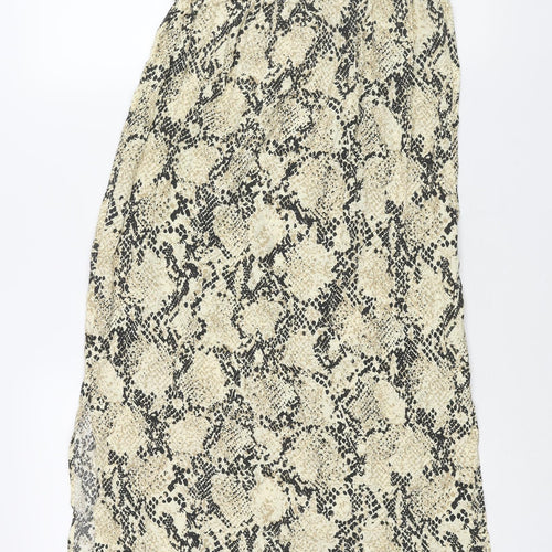 Marks and Spencer Womens Beige Animal Print Polyester Straight & Pencil Skirt Size 10 Drawstring - Snake Print