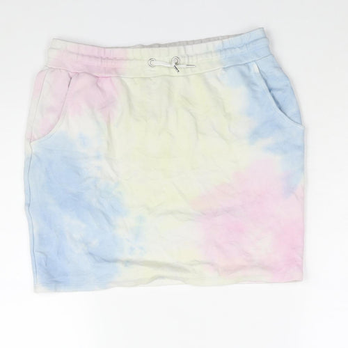 Select Womens Multicoloured Polyester Mini Skirt Size 14 Drawstring - Tie Dye