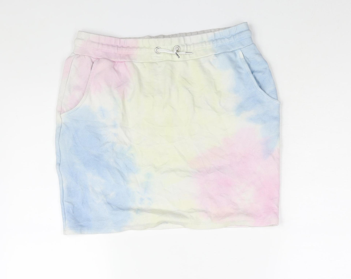 Select Womens Multicoloured Polyester Mini Skirt Size 14 Drawstring - Tie Dye