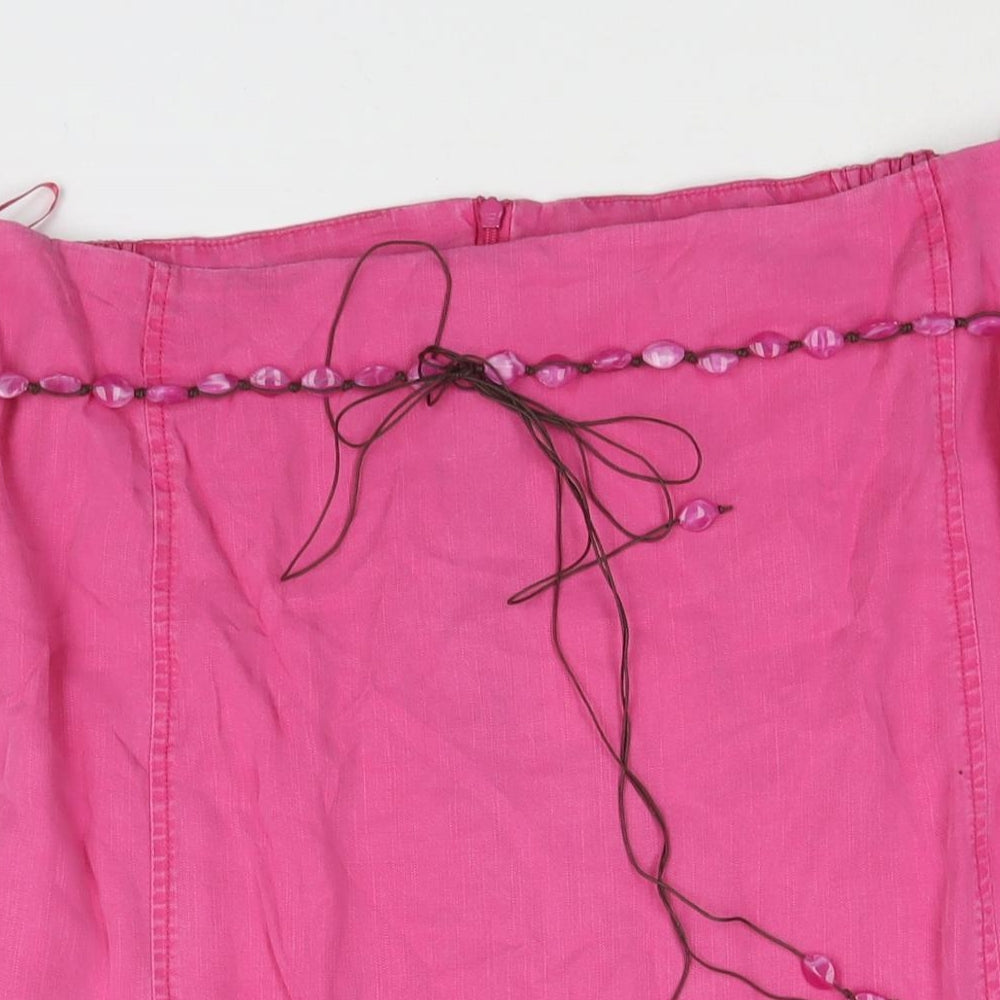 Ann Harvey Womens Pink Lyocell Straight & Pencil Skirt Size 24 Zip - Beaded Belt