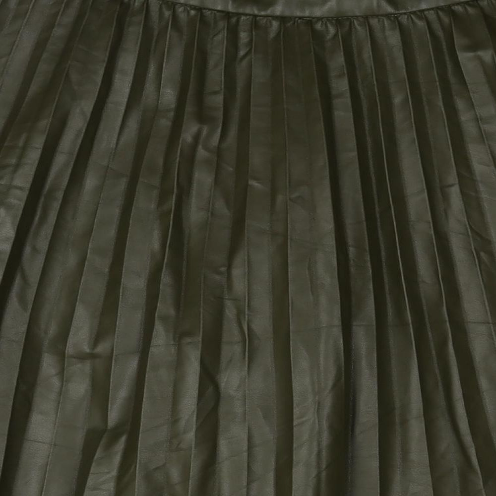 Marks and Spencer Womens Green Polyester Pleated Skirt Size 20 Zip