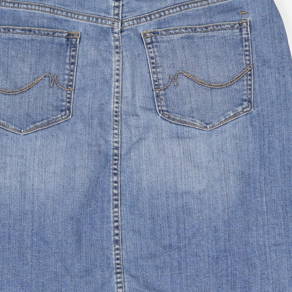 NEXT Womens Blue Cotton A-Line Skirt Size 14 Zip
