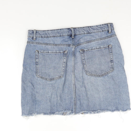 Denim & Co. Womens Blue Cotton Mini Skirt Size 16 Zip