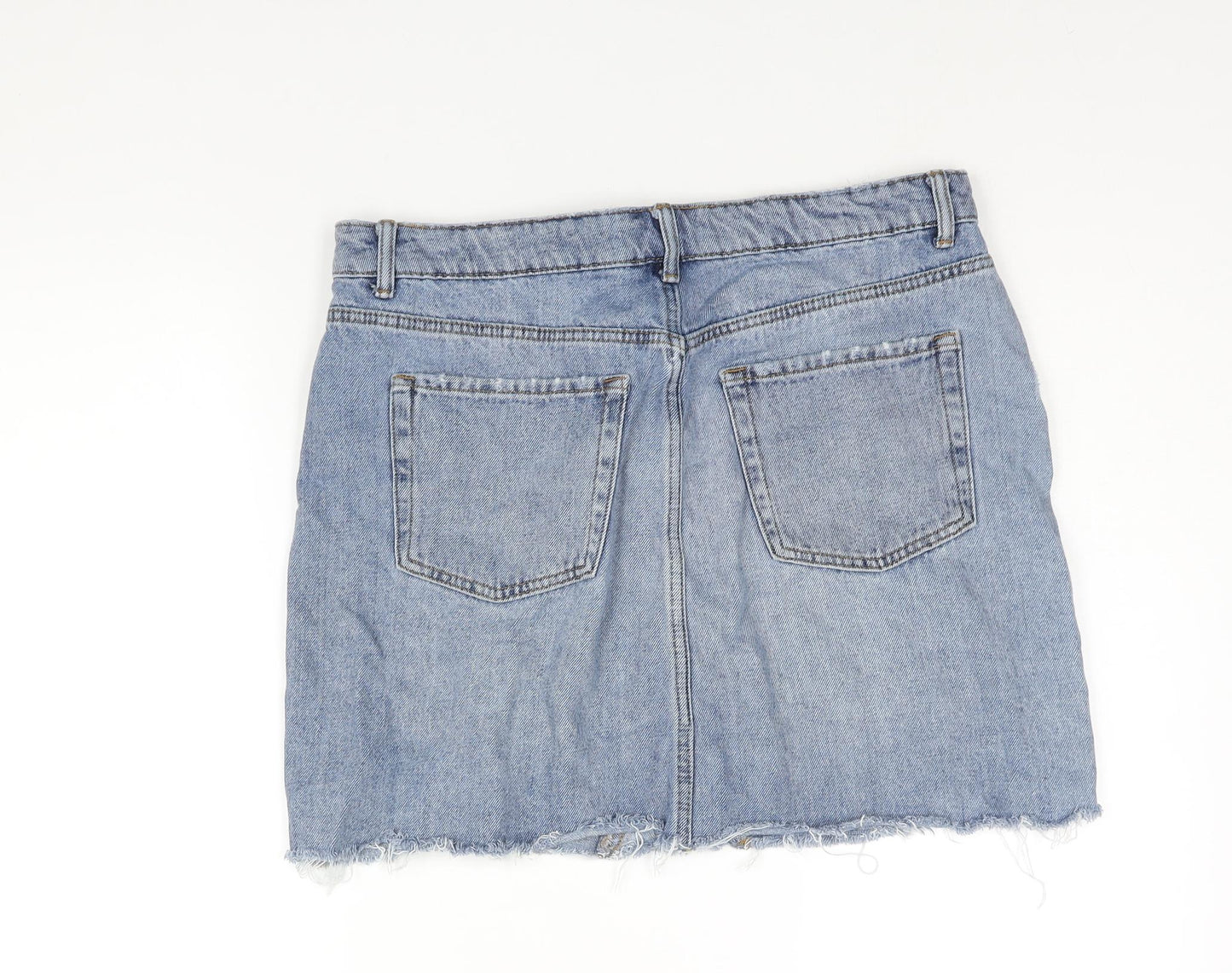 Denim & Co. Womens Blue Cotton Mini Skirt Size 16 Zip