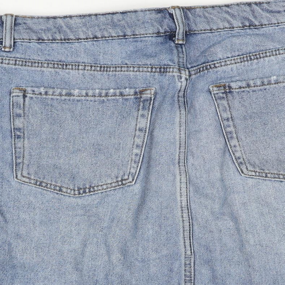 Denim & Co. Womens Blue Cotton Mini Skirt Size 16 Zip