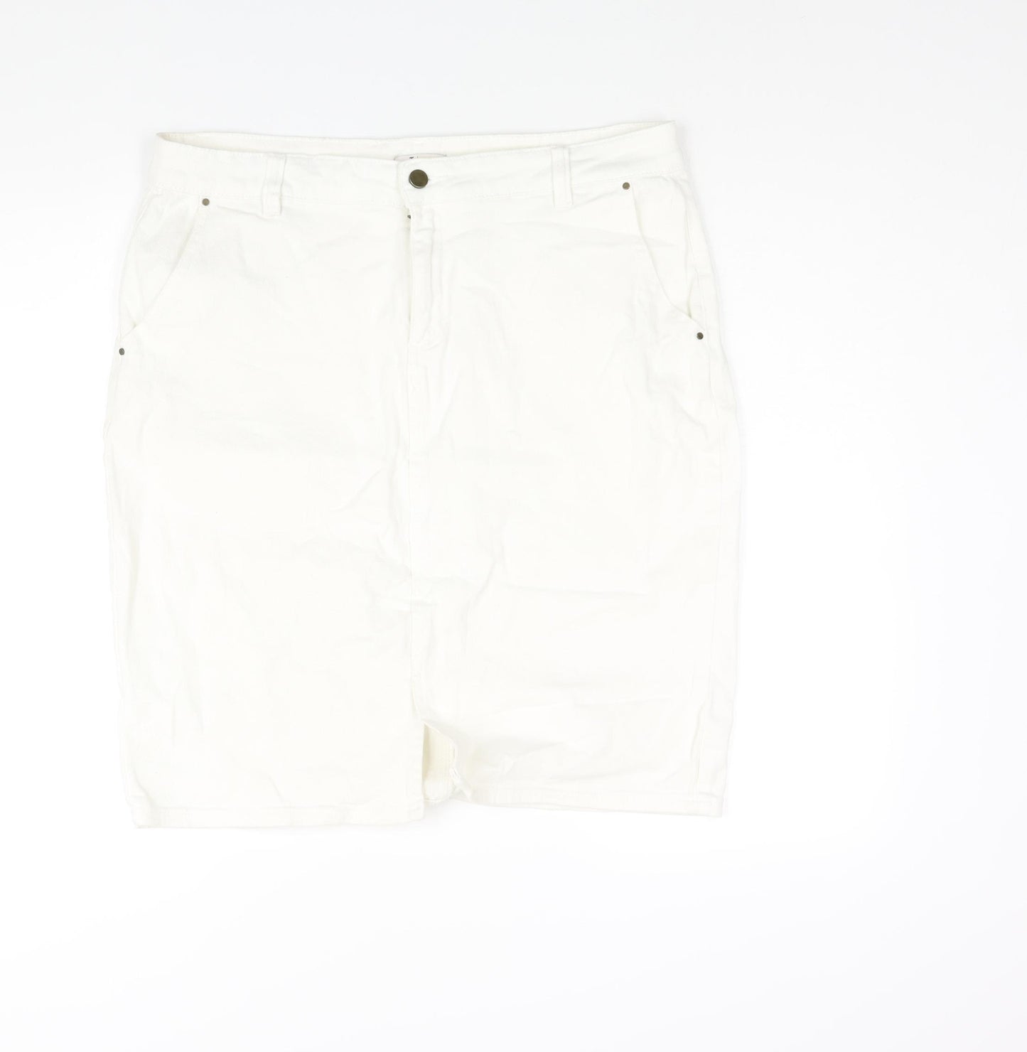 TU Womens White Cotton Straight & Pencil Skirt Size 16 Zip