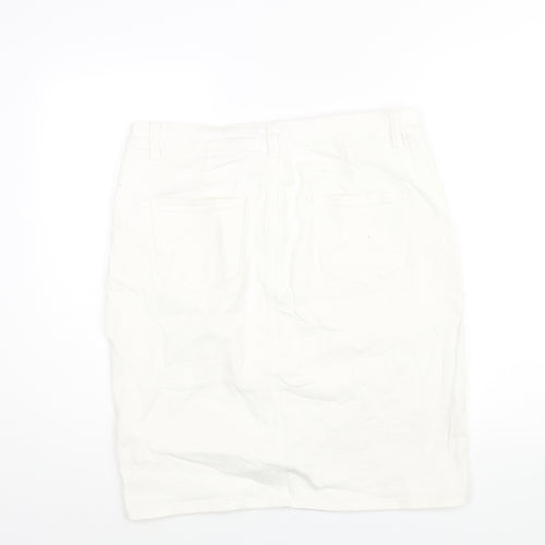 TU Womens White Cotton Straight & Pencil Skirt Size 16 Zip