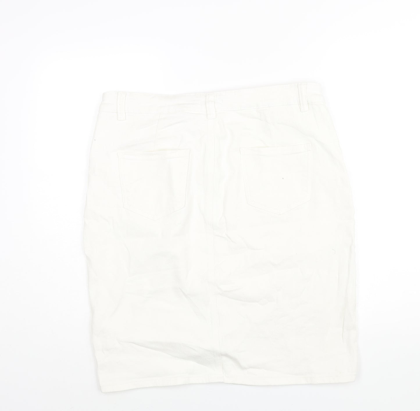 TU Womens White Cotton Straight & Pencil Skirt Size 16 Zip