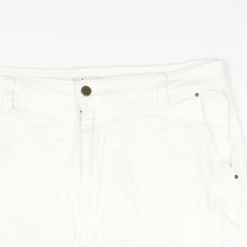 TU Womens White Cotton Straight & Pencil Skirt Size 16 Zip