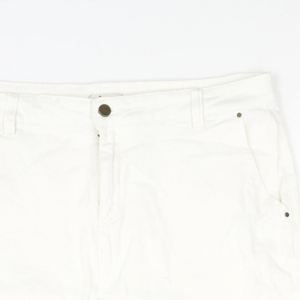TU Womens White Cotton Straight & Pencil Skirt Size 16 Zip