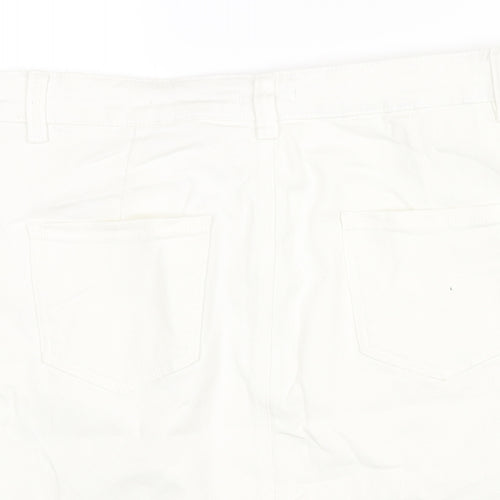 TU Womens White Cotton Straight & Pencil Skirt Size 16 Zip