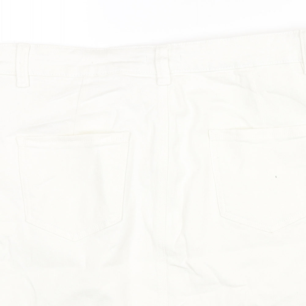 TU Womens White Cotton Straight & Pencil Skirt Size 16 Zip