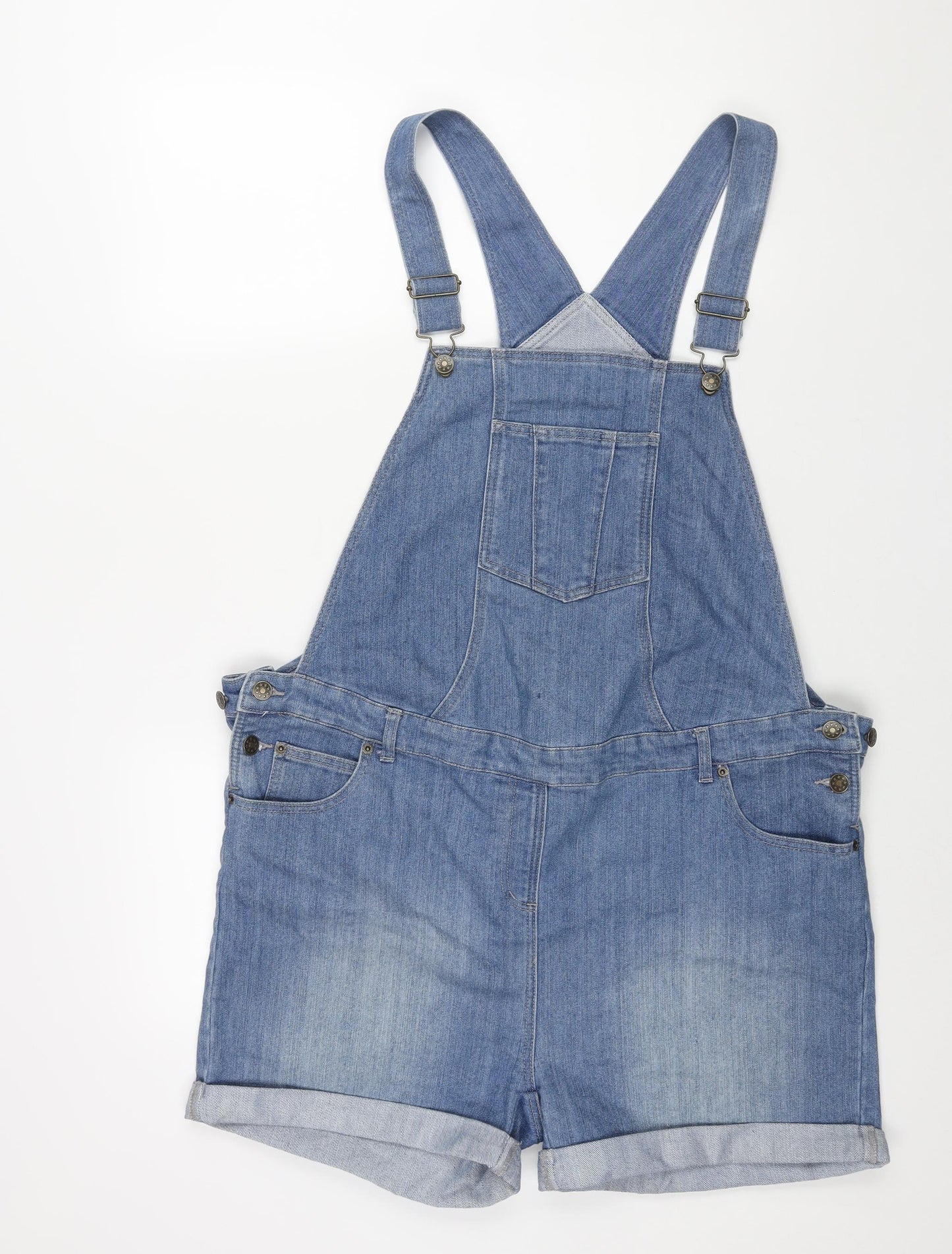 JoJo Maman Bébé Womens Blue Cotton Dungaree One-Piece Size 18 L3 in Button