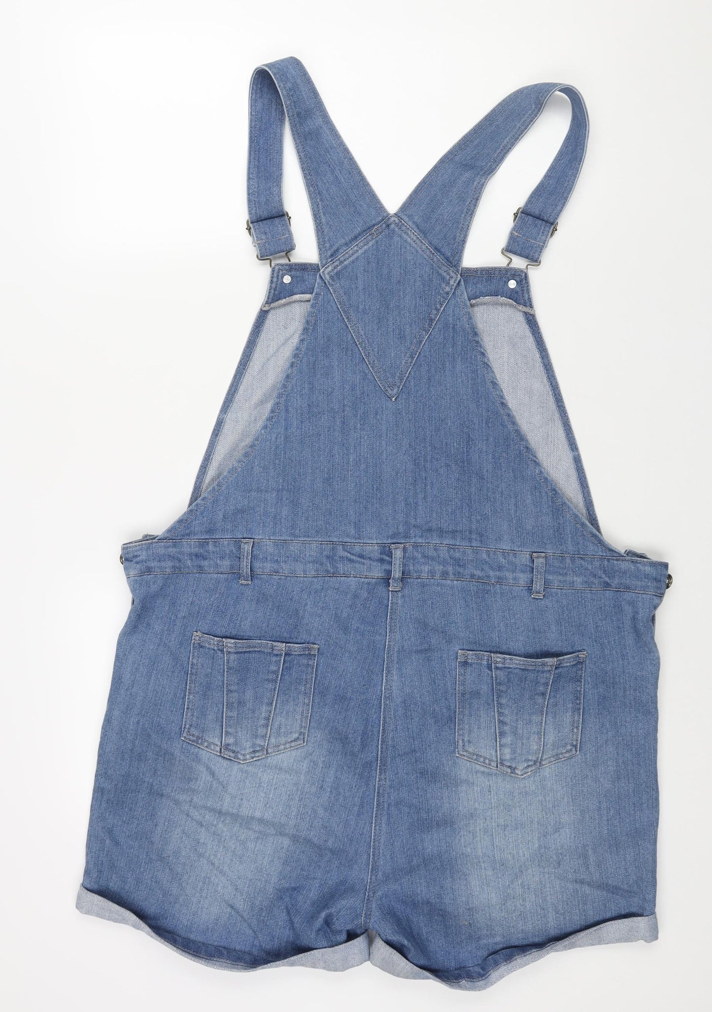 JoJo Maman Bébé Womens Blue Cotton Dungaree One-Piece Size 18 L3 in Button