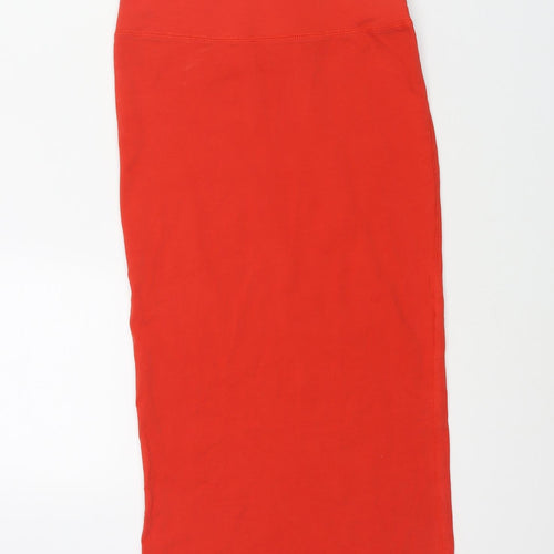 River Island Womens Red Cotton Straight & Pencil Skirt Size 8