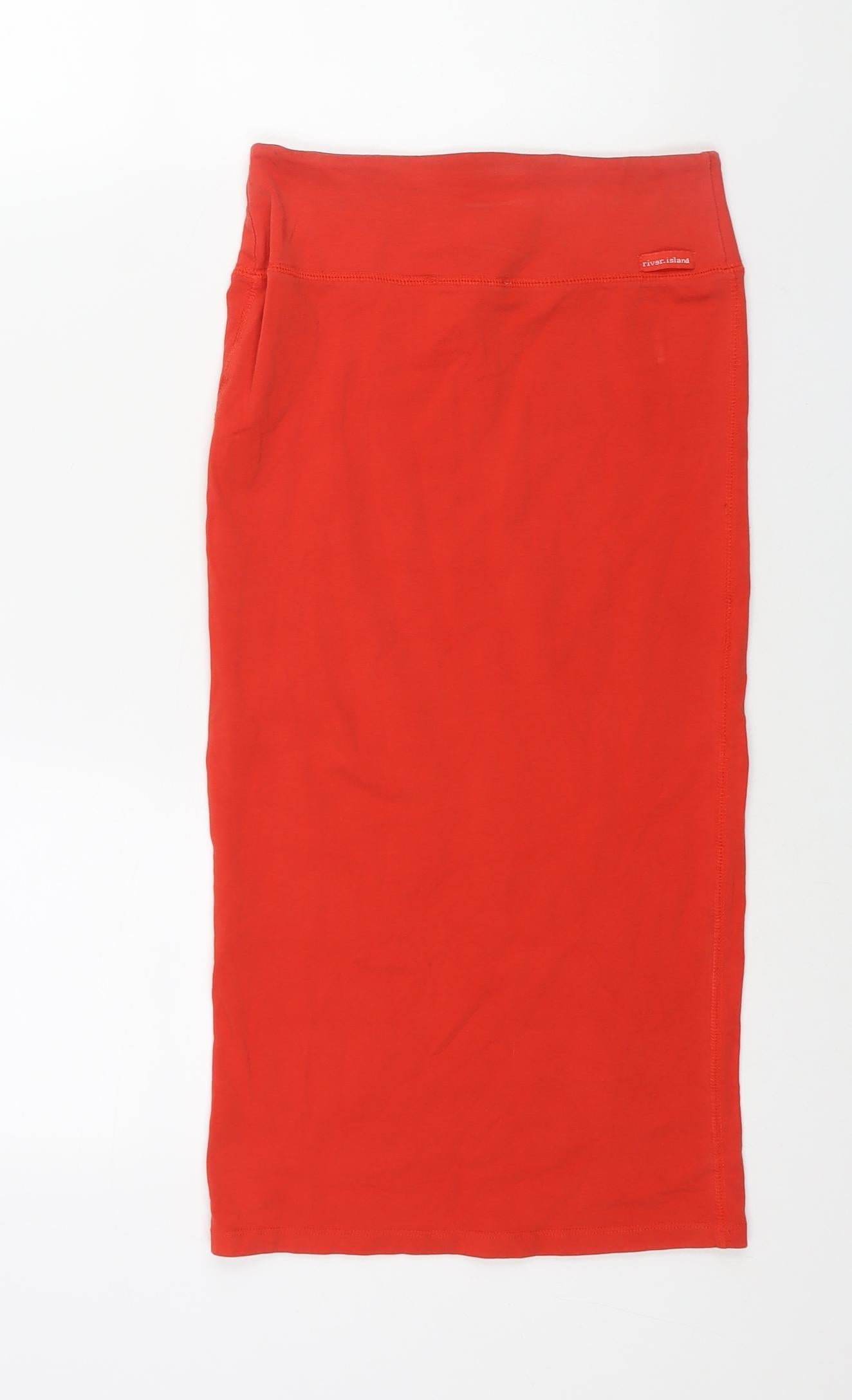 River Island Womens Red Cotton Straight & Pencil Skirt Size 8
