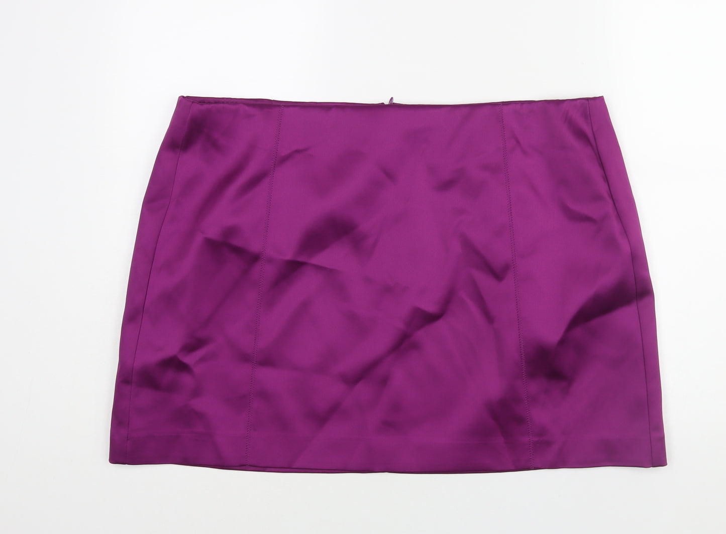 Marks and Spencer Womens Purple Polyester Mini Skirt Size 22 Zip