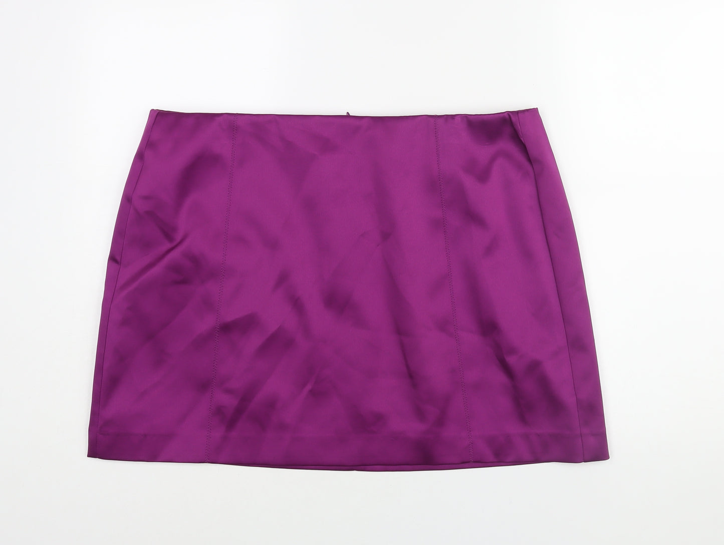 Marks and Spencer Womens Purple Polyester Mini Skirt Size 20 Zip