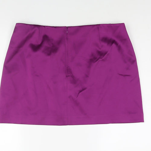 Marks and Spencer Womens Purple Polyester Mini Skirt Size 20 Zip