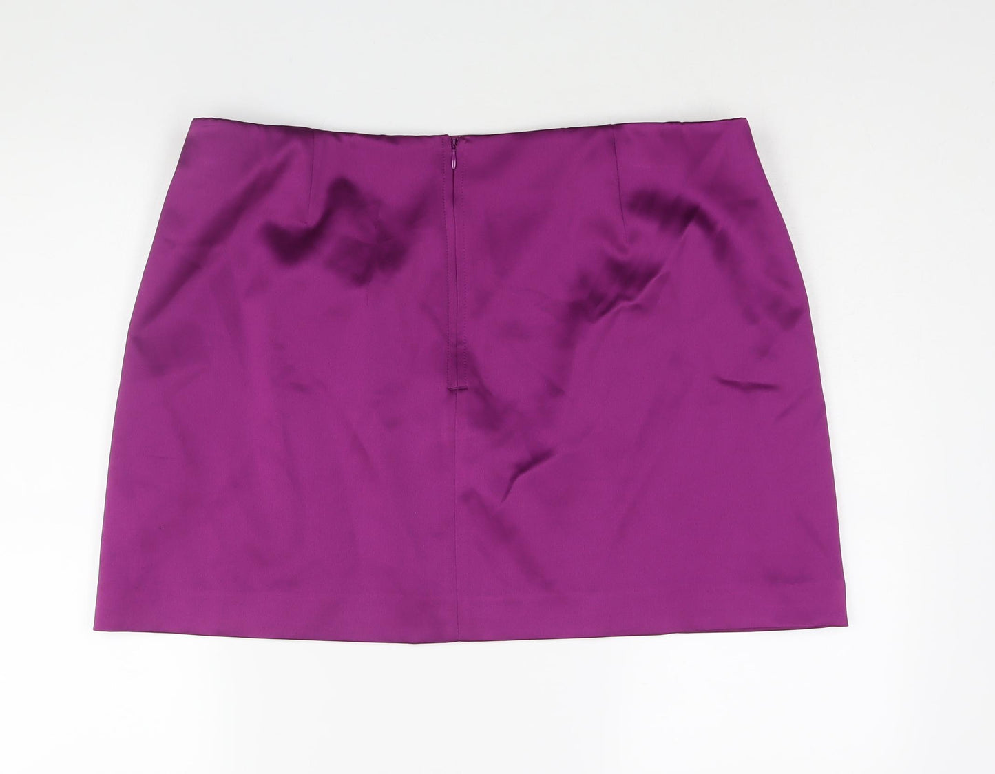 Marks and Spencer Womens Purple Polyester Mini Skirt Size 20 Zip