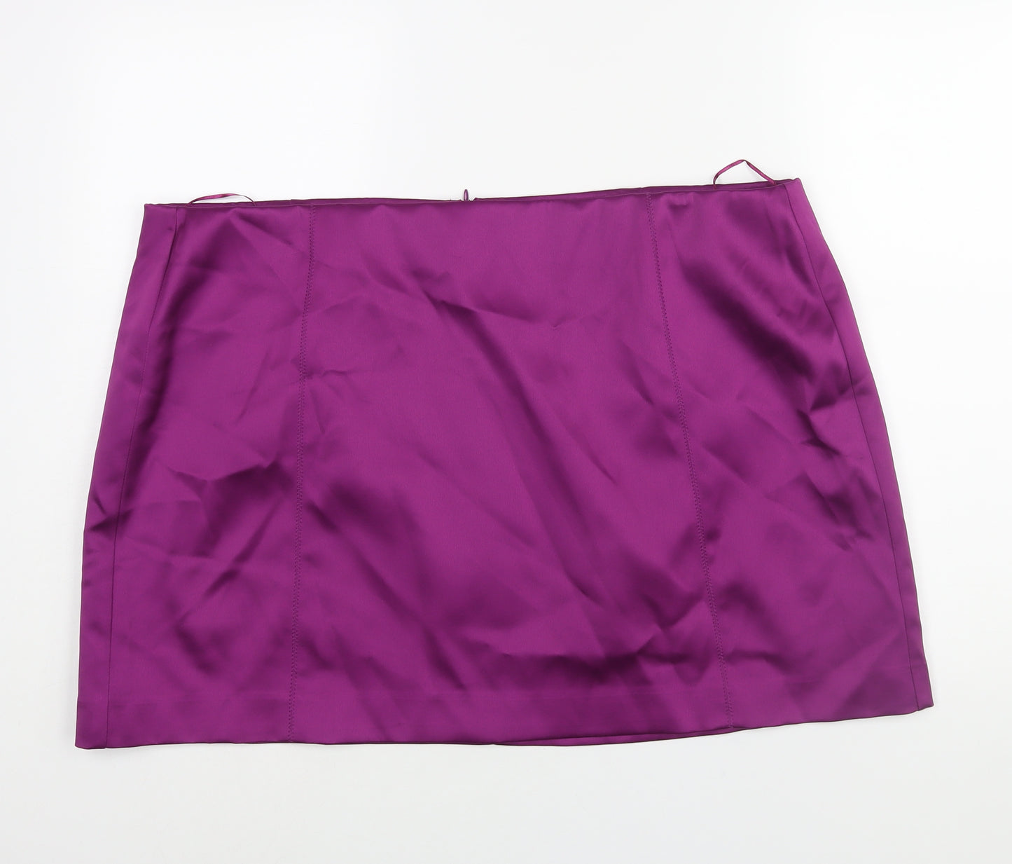 Marks and Spencer Womens Purple Polyester Mini Skirt Size 24 Zip