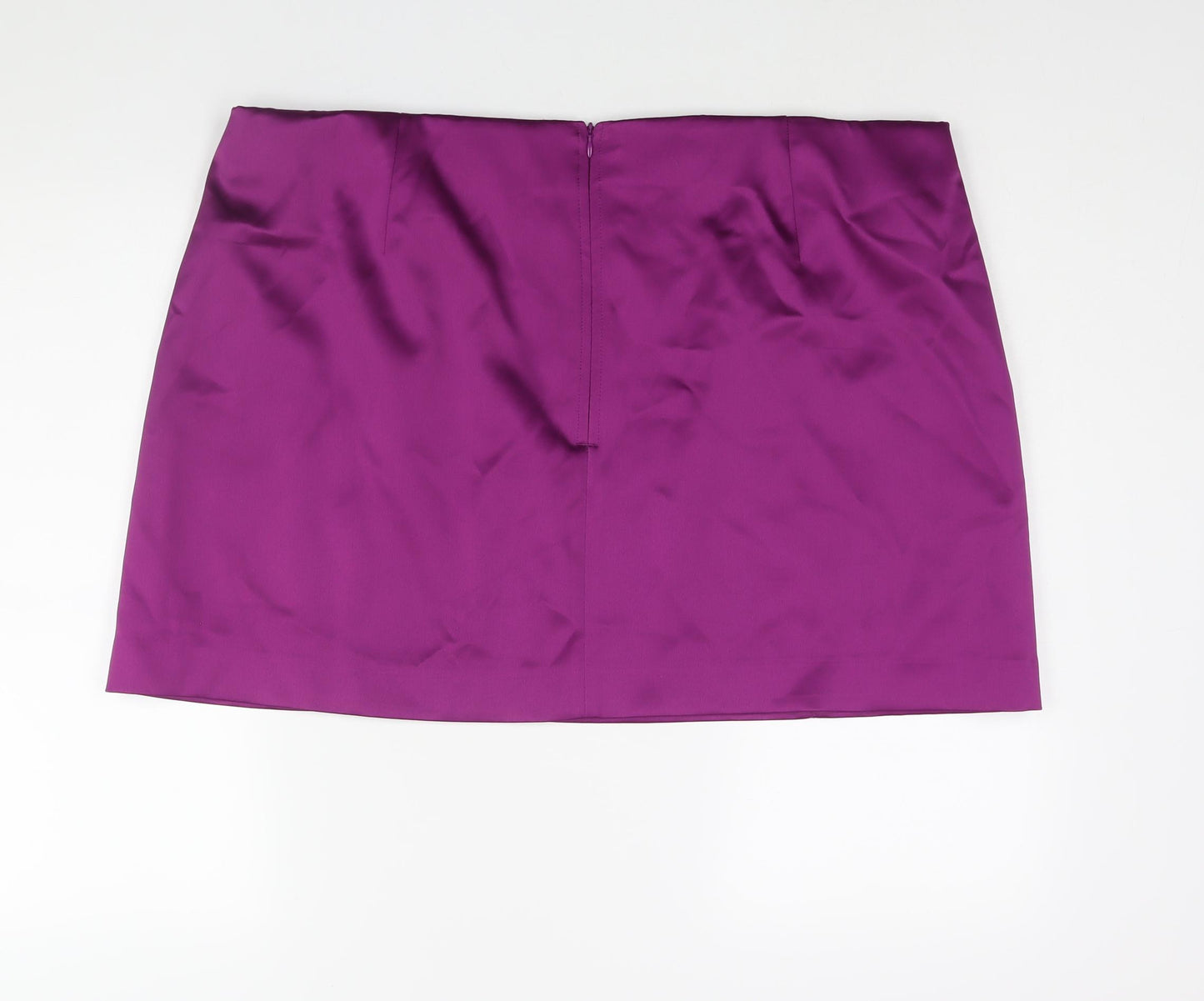 Marks and Spencer Womens Purple Polyester Mini Skirt Size 24 Zip