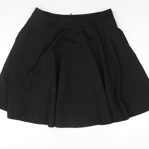 Solo Womens Black Polyester Flare Skirt Size 14 Zip