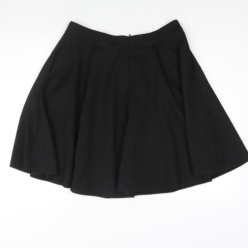 Solo Womens Black Polyester Flare Skirt Size 14 Zip