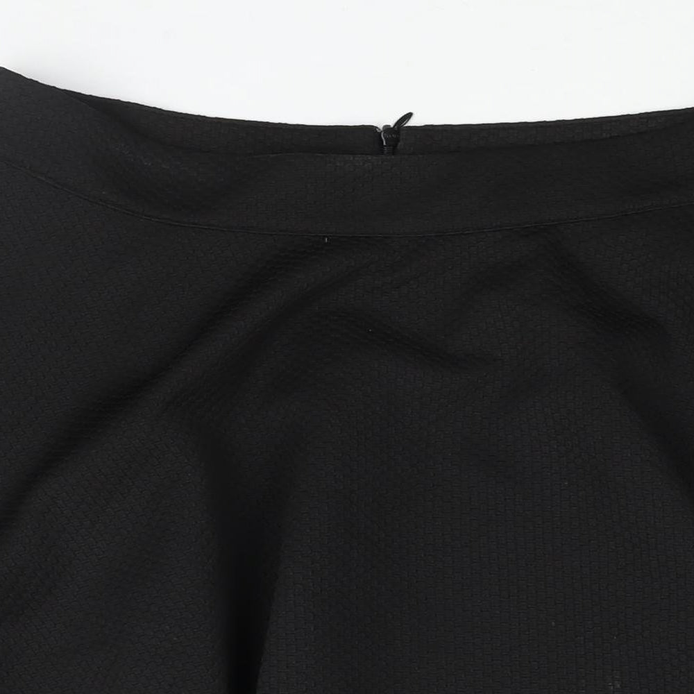 Solo Womens Black Polyester Flare Skirt Size 14 Zip