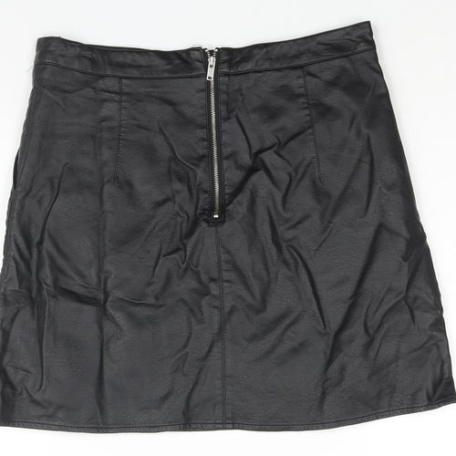 Glassons Womens Black Polyurethane A-Line Skirt Size 10 Zip