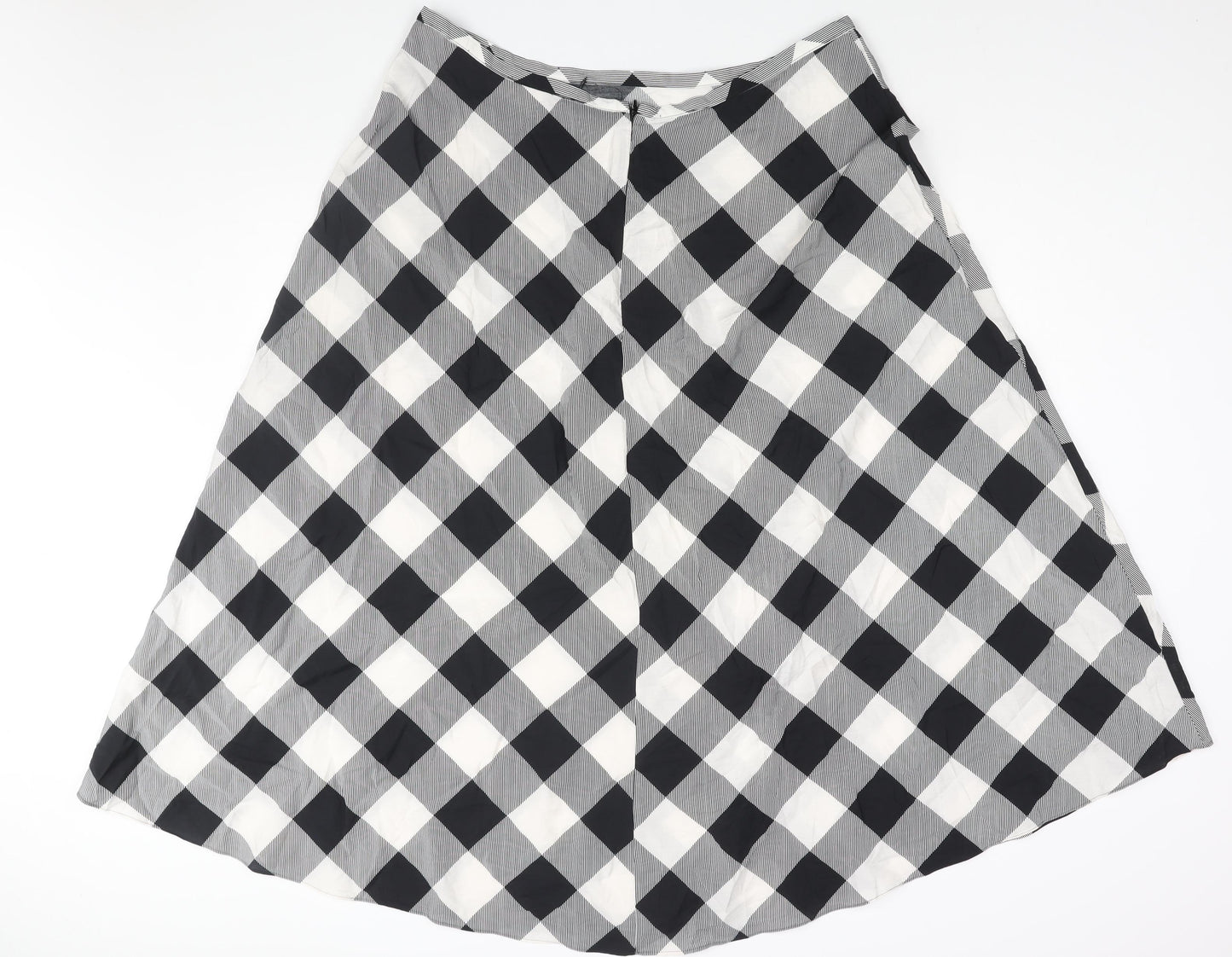 Marks and Spencer Womens Black Check Viscose A-Line Skirt Size 20 Zip