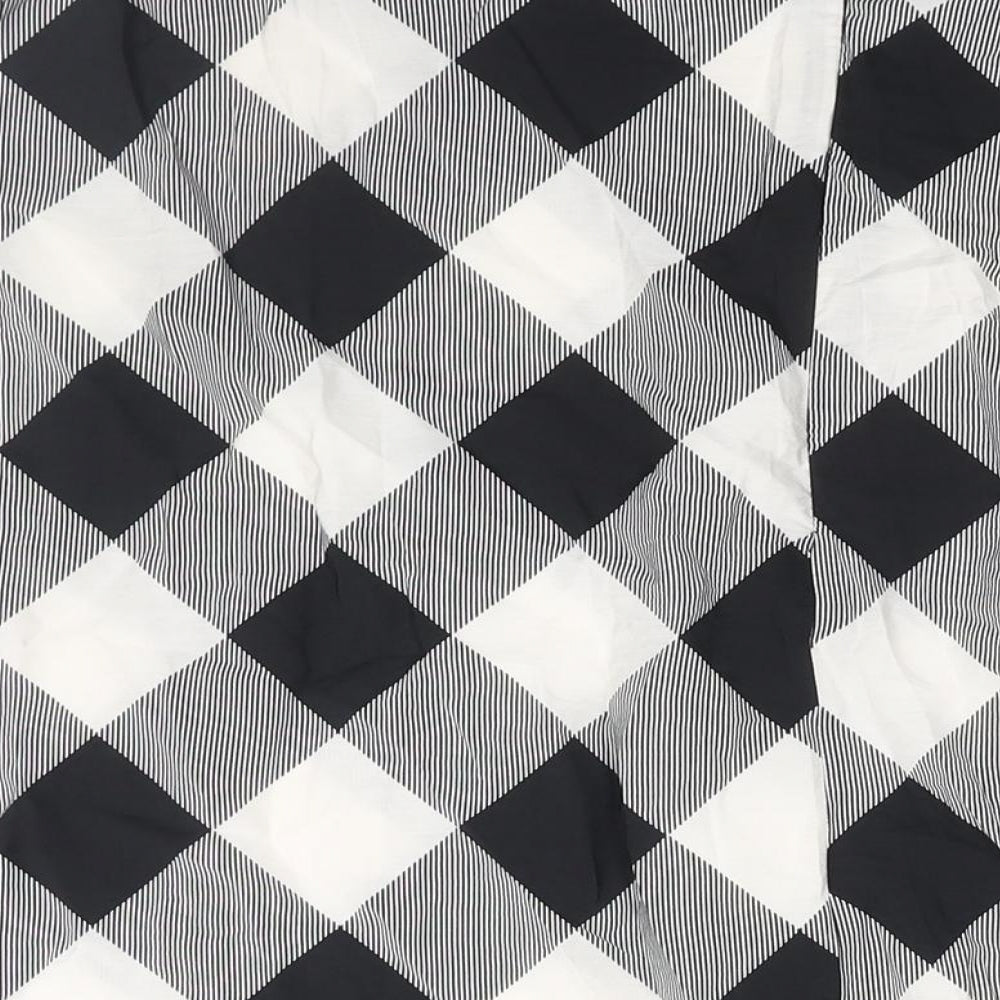 Marks and Spencer Womens Black Check Viscose A-Line Skirt Size 20 Zip