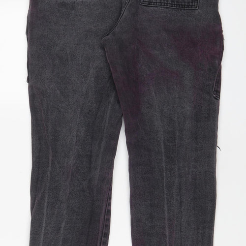 PRETTYLITTLETHING Womens Grey Cotton Tapered Jeans Size 10 L27 in Regular Zip - Purple tint, Cuffed